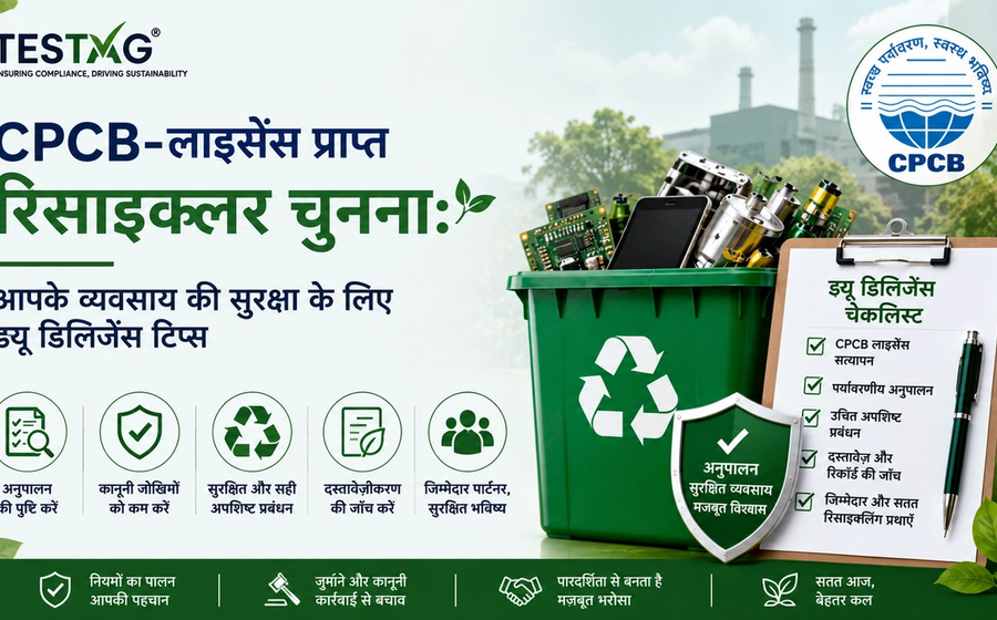 CPCB-लाइसेंस प्राप्त रिसाइक्लर चुनते समय उचित जांच-पड़ताल करें, ताकि अनुपालन सुनिश्चित हो, कानूनी जोखिम कम हों और आपका व्यवसाय सुरक्षित रहे। cover image