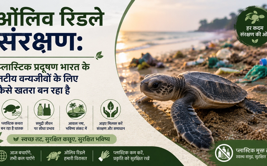 ऑलिव रिडले संरक्षण: प्लास्टिक प्रदूषण भारत के तटीय वन्यजीवों के लिए कैसे खतरा बन रहा है cover image