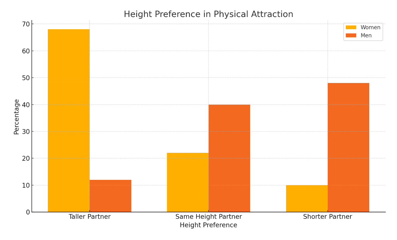 chart displays height preferences in physical attraction for men and womenundefined