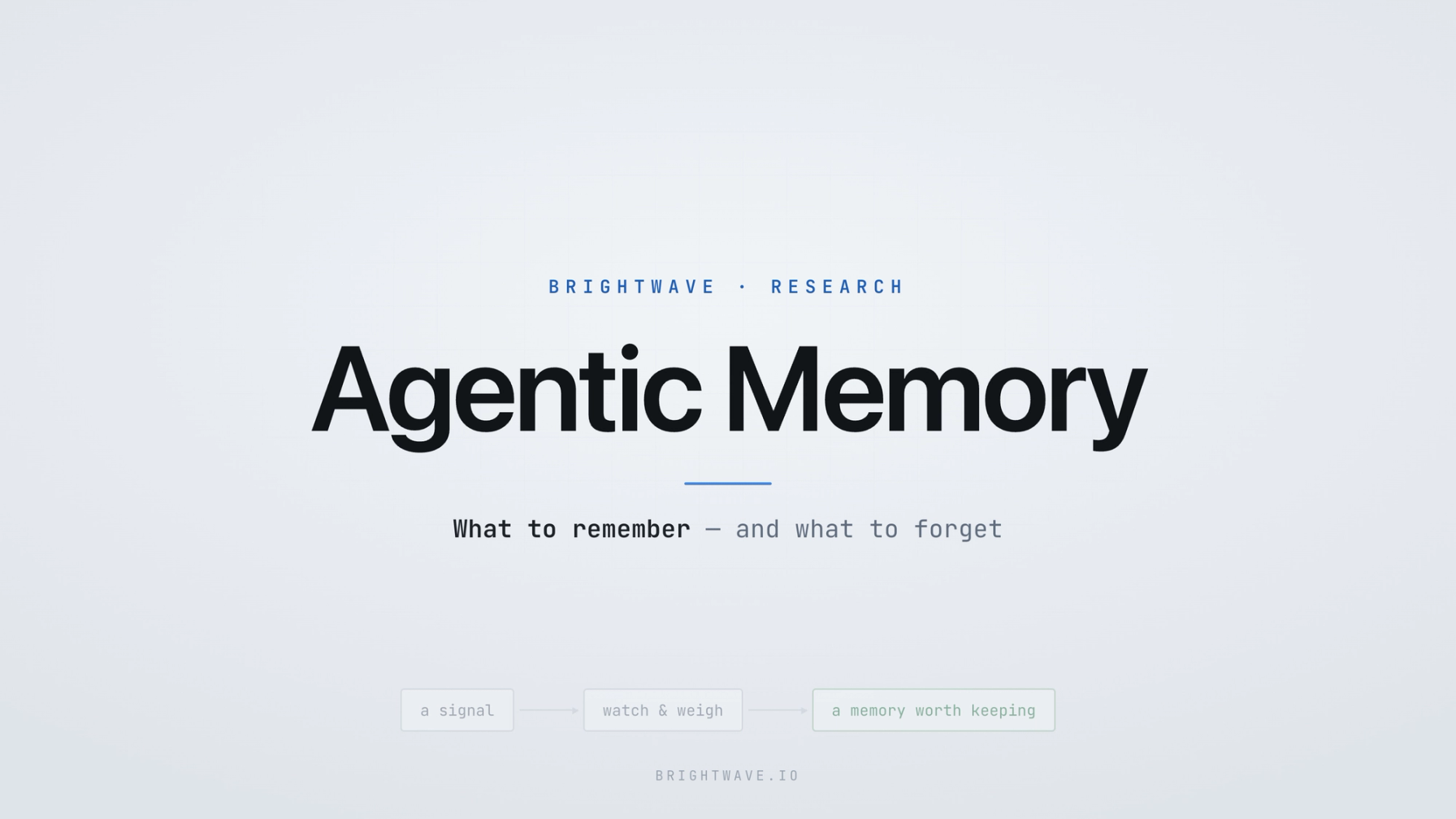 Agentic Memory — what to remember, and what to forget.