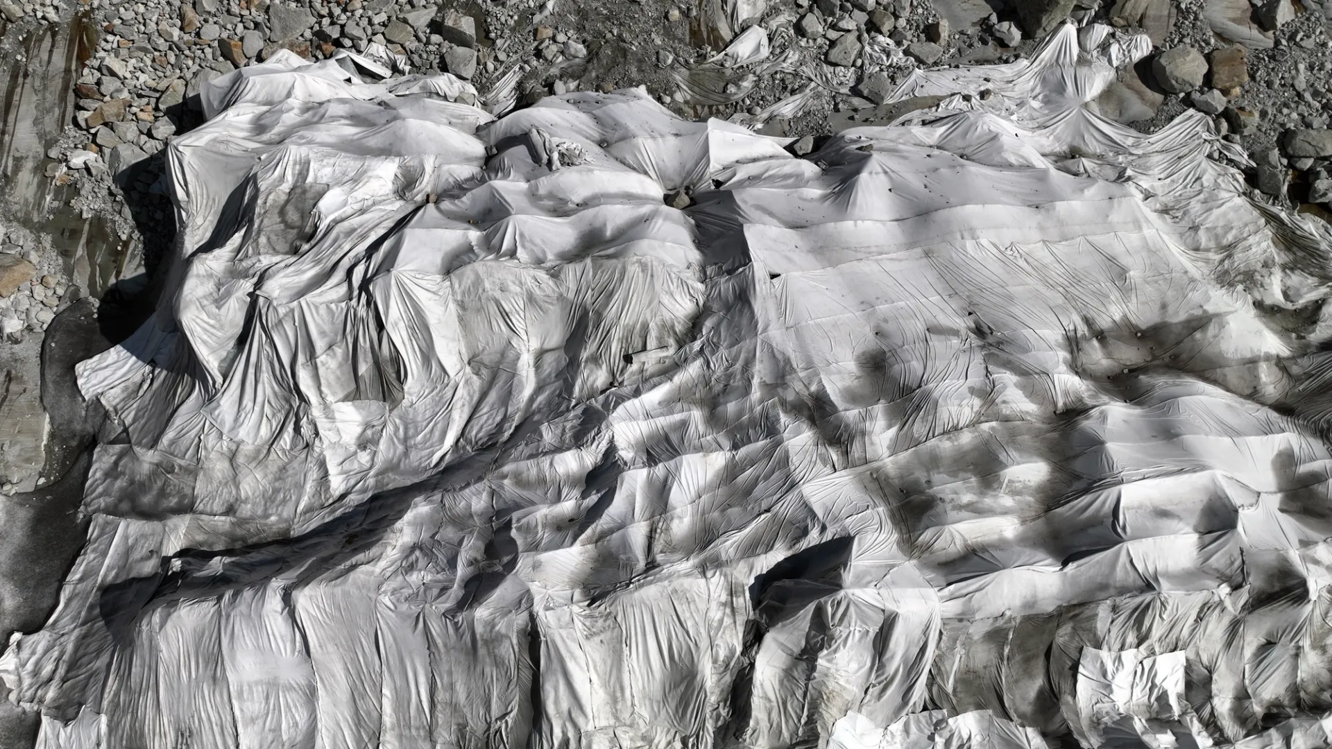 Glacier covered with white blankets