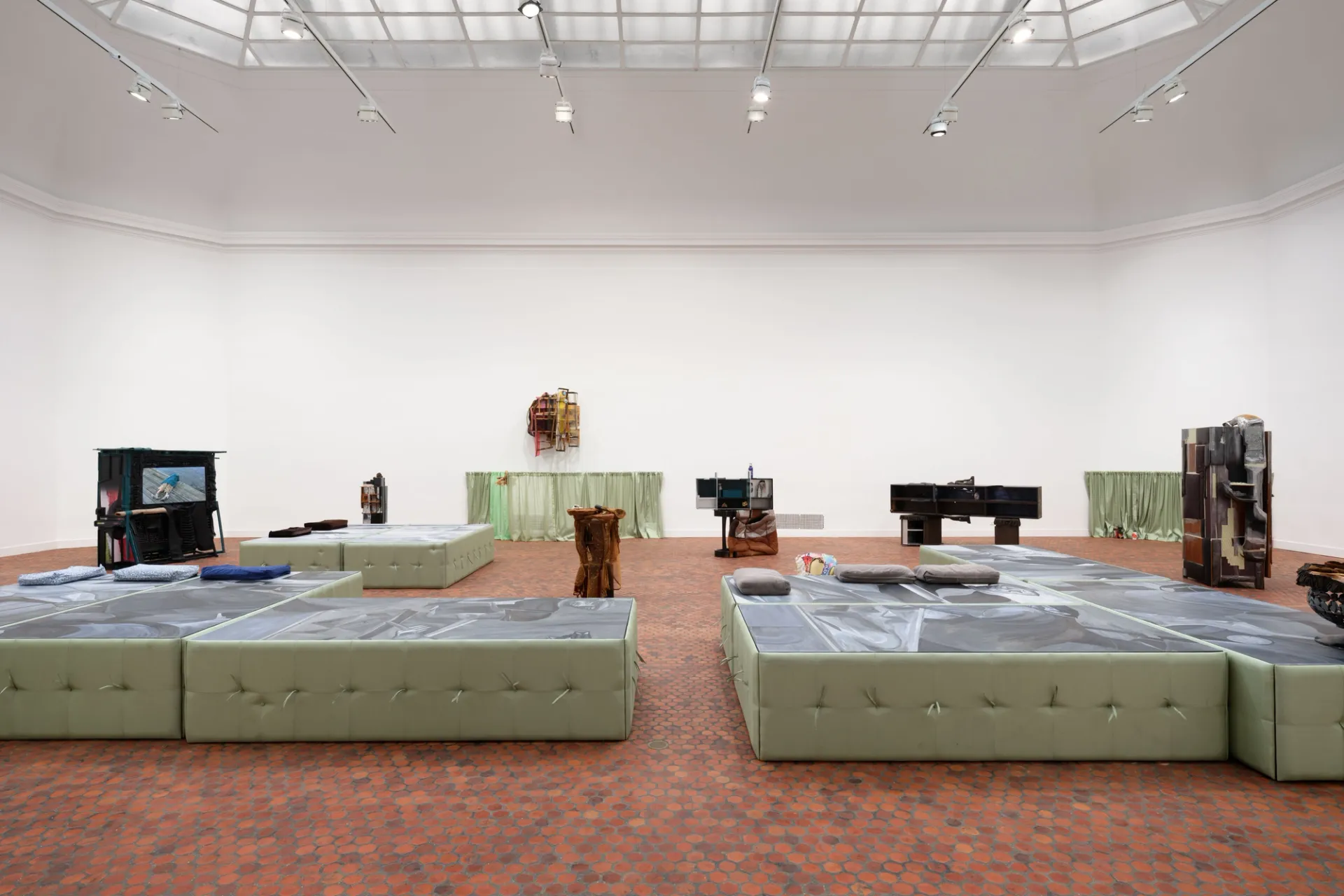 Installation of sculptures in a gallery.