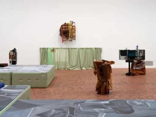 Installation of sculptures in a gallery.