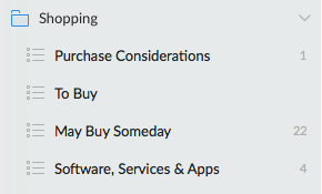 Wunderlist Shopping List