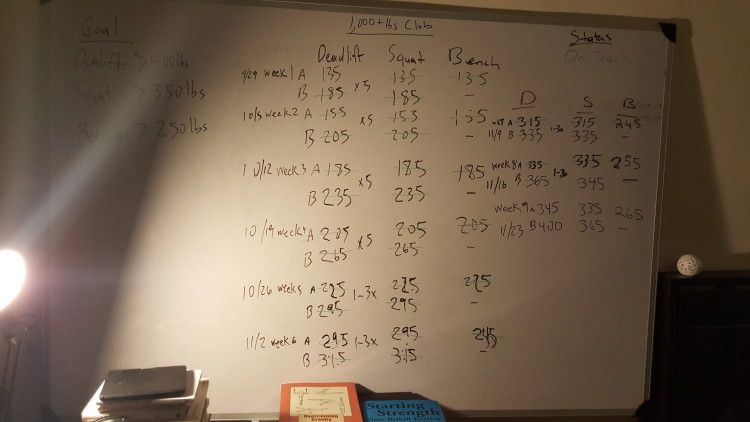 1000lb prep on whiteboard