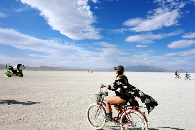 Burning Man Woman on Bike