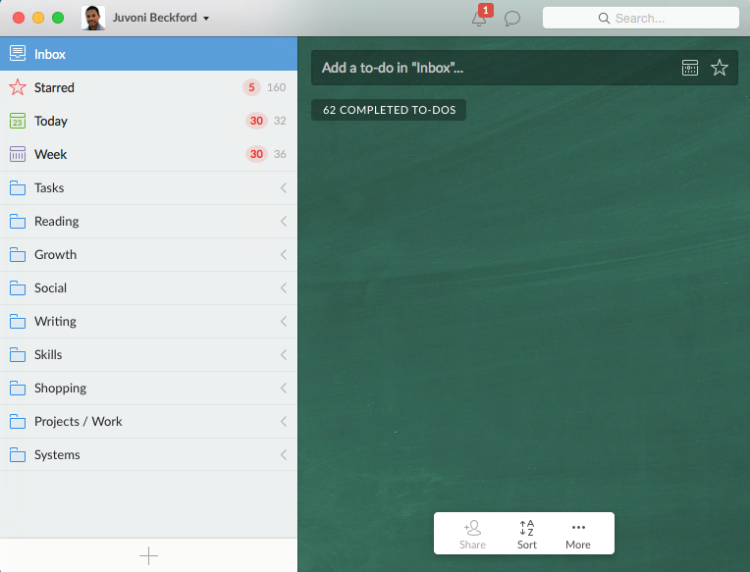 Wunderlist Folder Structure Example