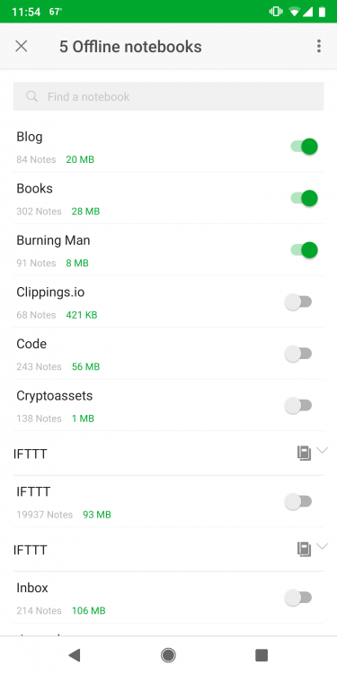 Evernote Offline Notebooks