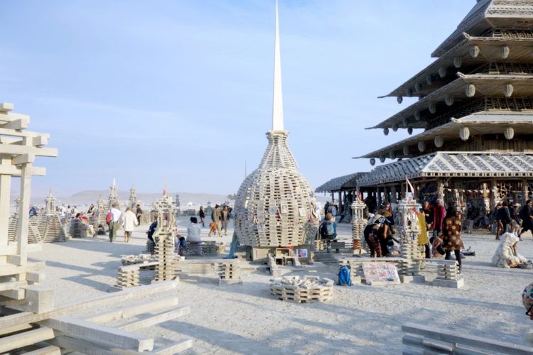 Burning Man Outside the Temple