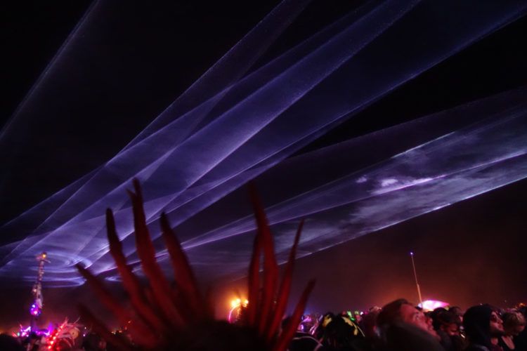 Burning Man Mayan Warrior Lasers