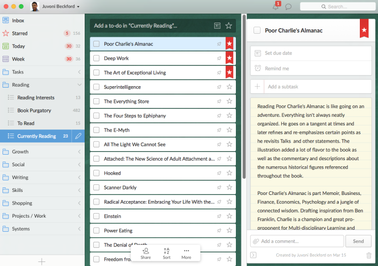 Wunderlist Currently Reading