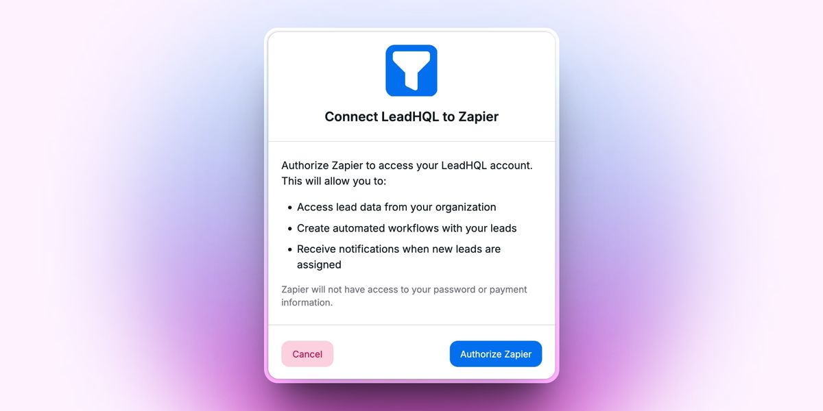 Screenshot of Zapier Authentication prompt