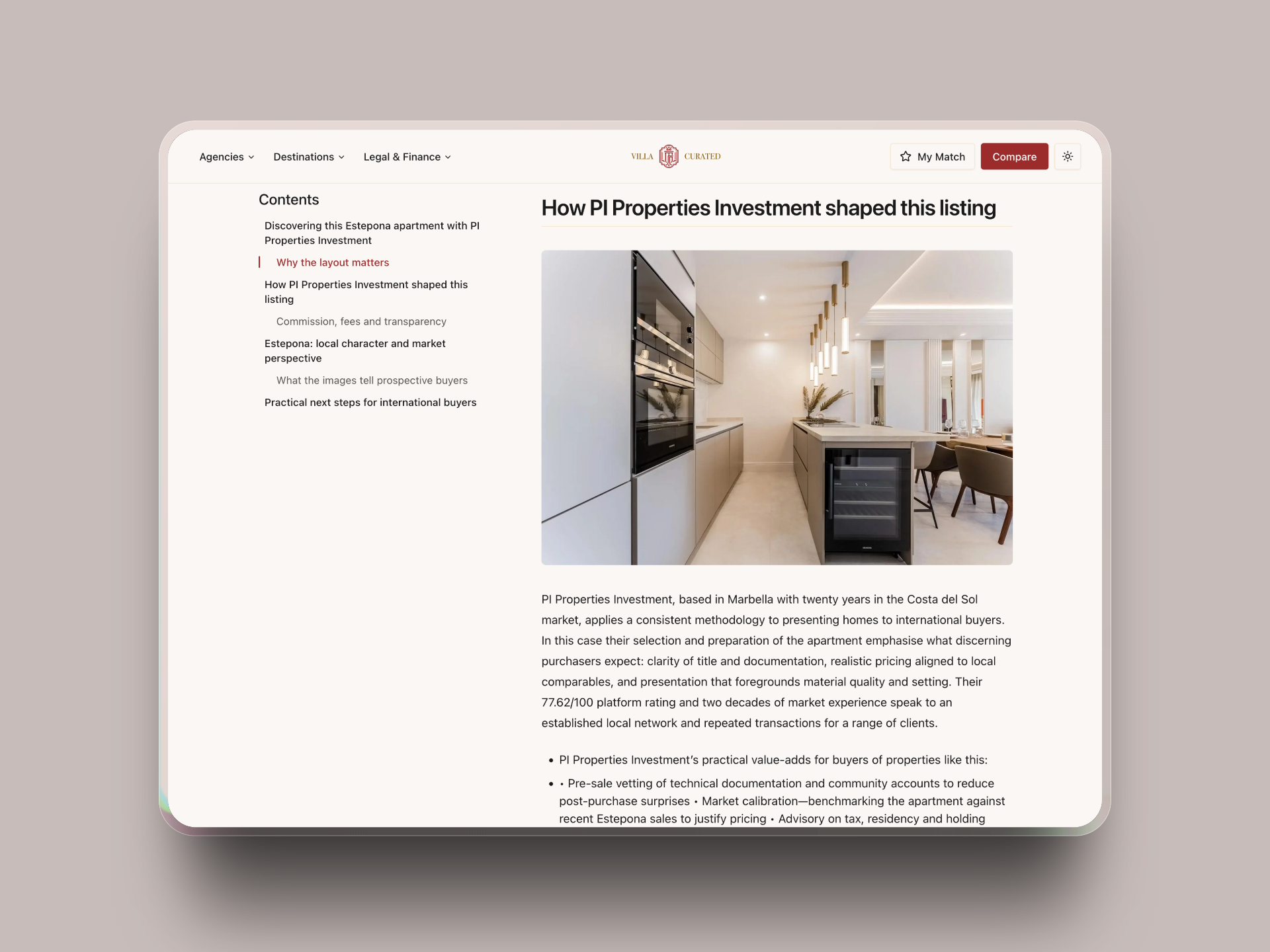 Screenshot from Villa Curated