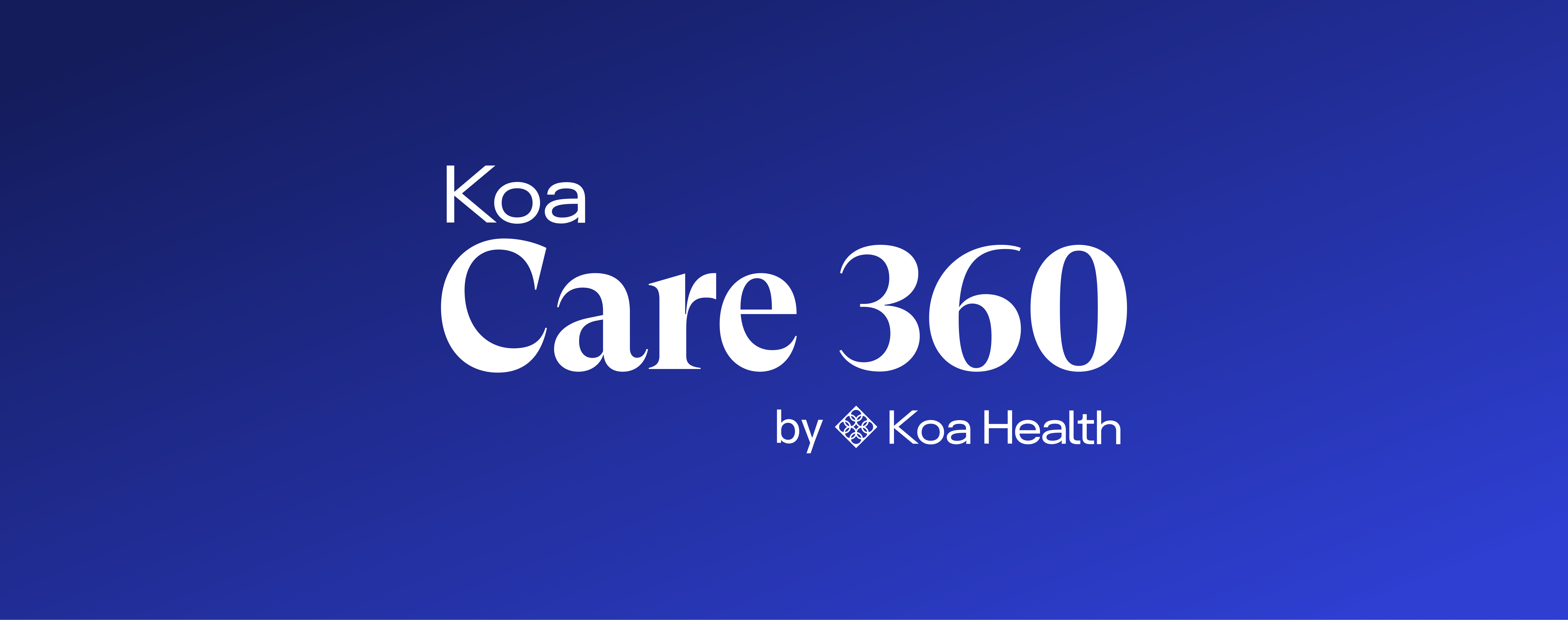 The Koa Care 360 by Koa Health logo on a blue gradient field