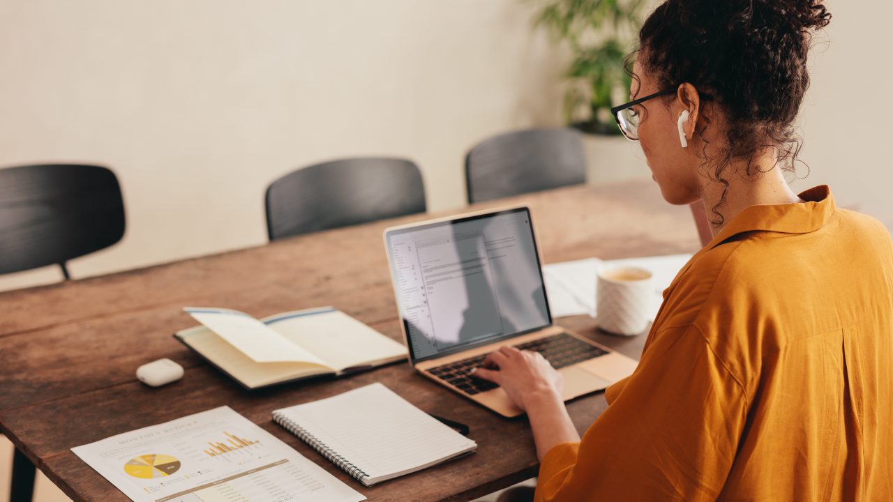 Woman working on laptop