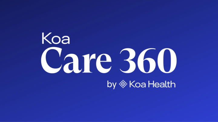 Comprehensive mental health service Koa Care 360's logo on a blue gradient field
