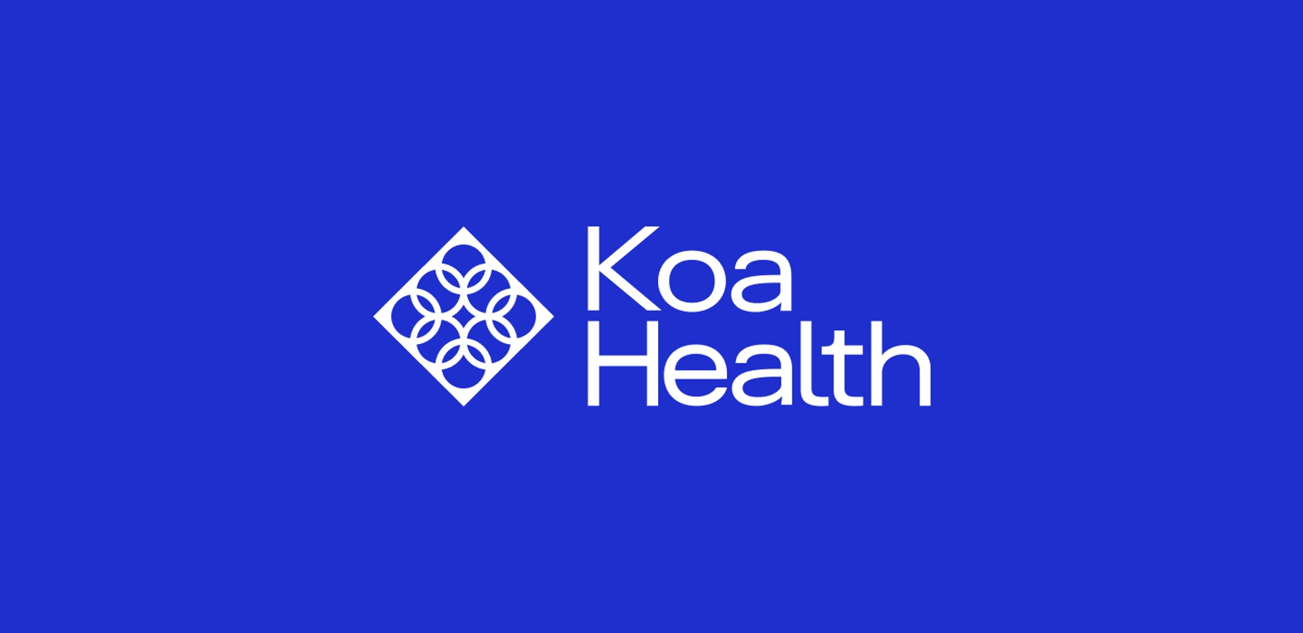 Koa Health logo on on a field of deep blue