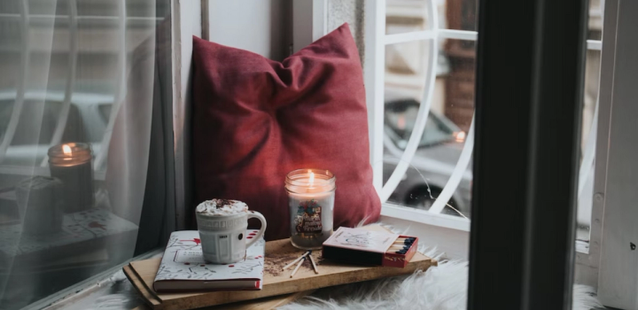Cosy Christmas corner with candle