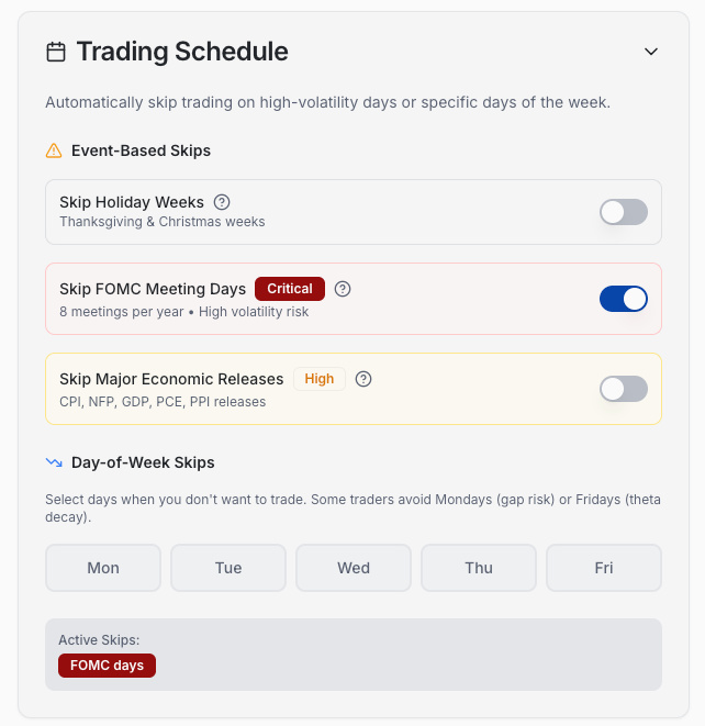 Trading Schedule