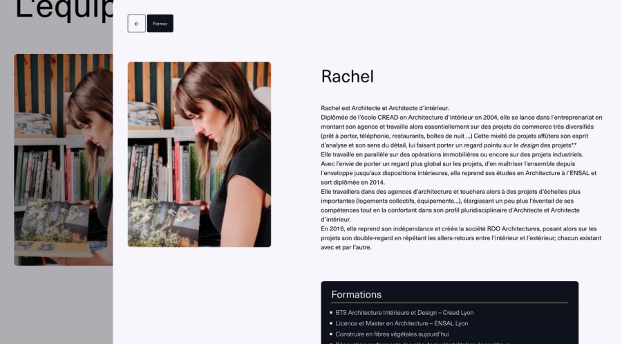 Fenêtre/Modal membre de l'équipe