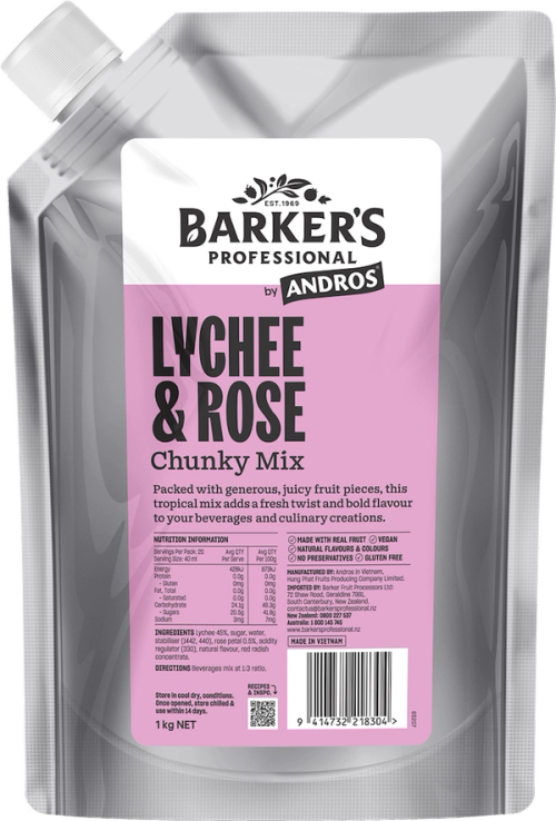 Barker's Professional by Andros Lychee & Rose Chunky Mix
