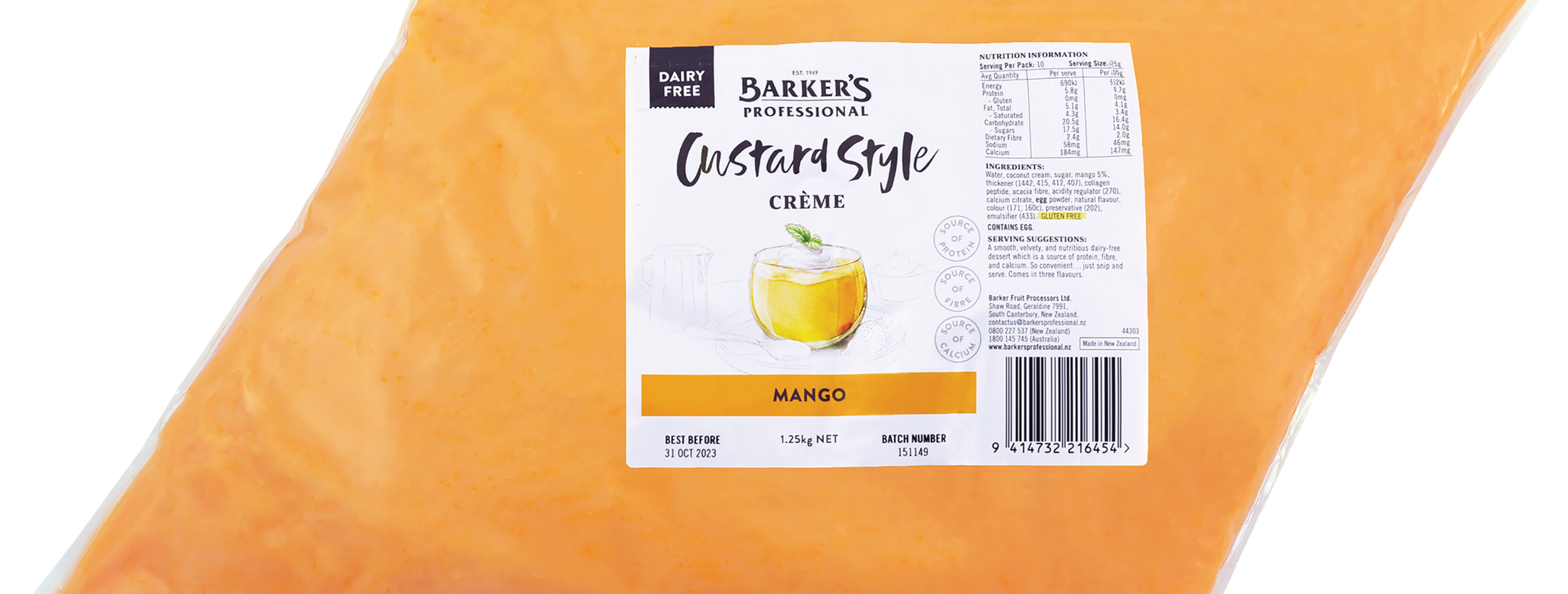 Dairy-free Mango Custard Style Crème 1.25kg