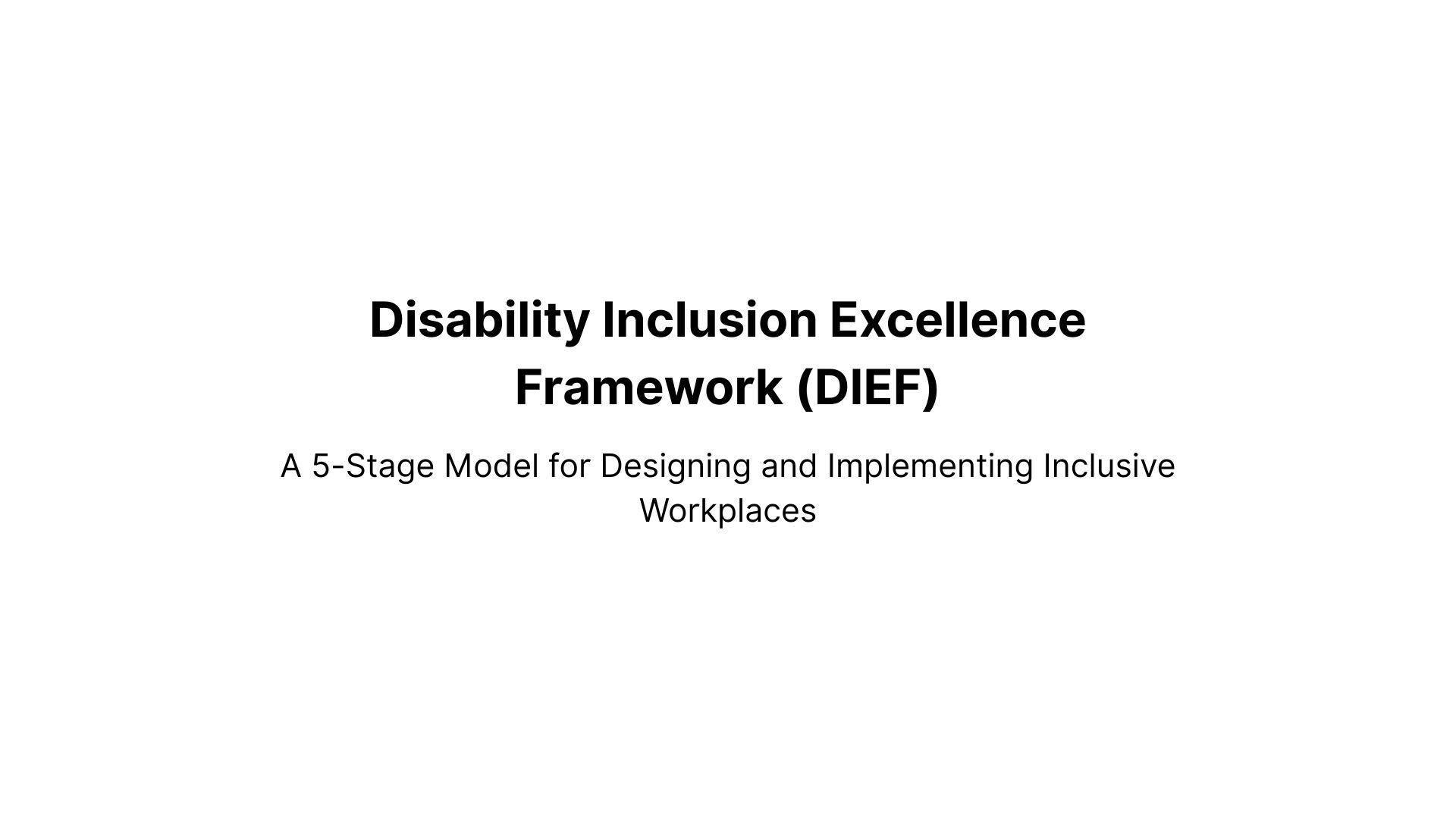 Disability Inclusion Excellence Framework (DIEF)