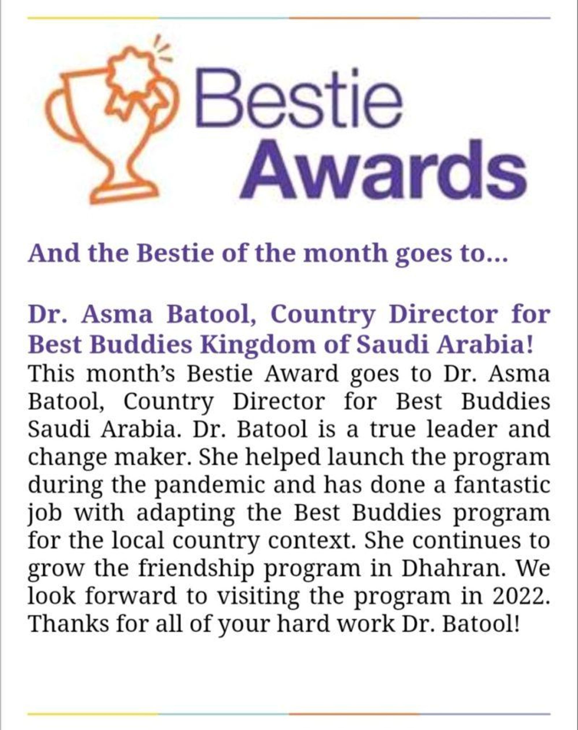 Best Buddies International Achievement