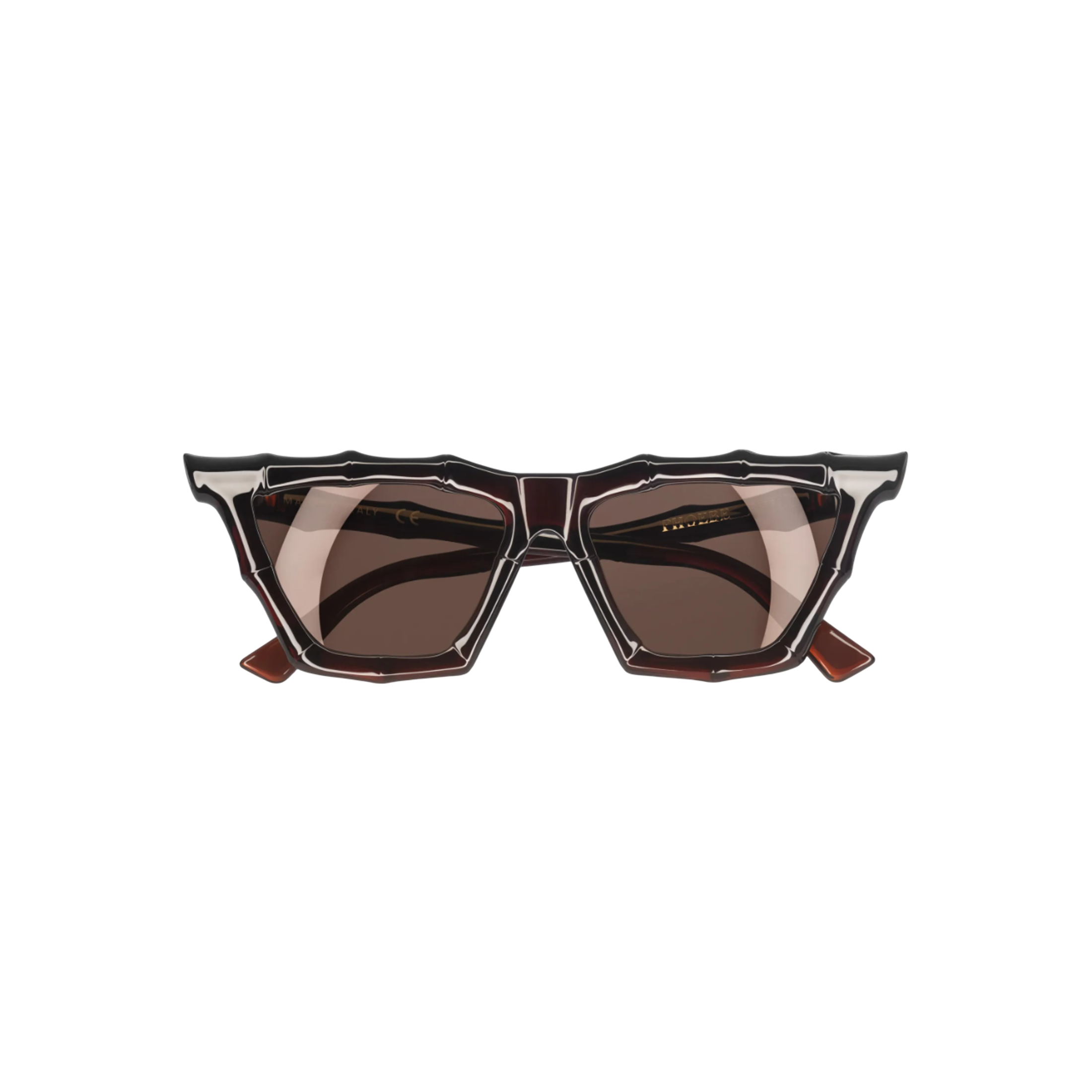 Brown sunglasses with a bamboo shaped rim