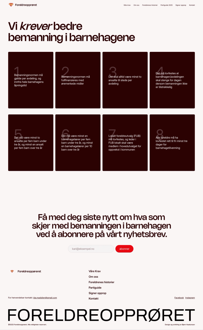 Foreldreopprøret — Våre krav