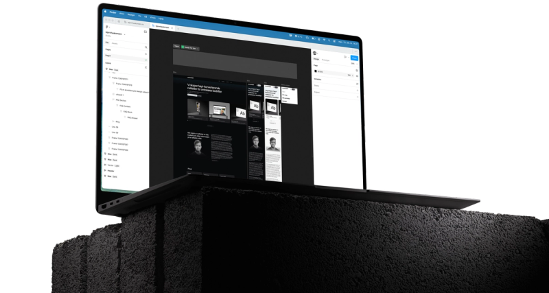 design-utkast på laptop