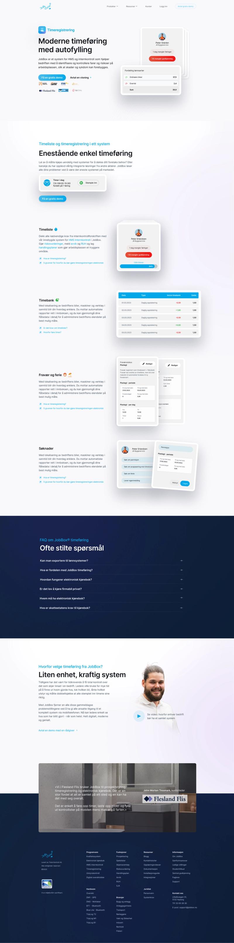 JobBox Timeregistrering Design i Figma
