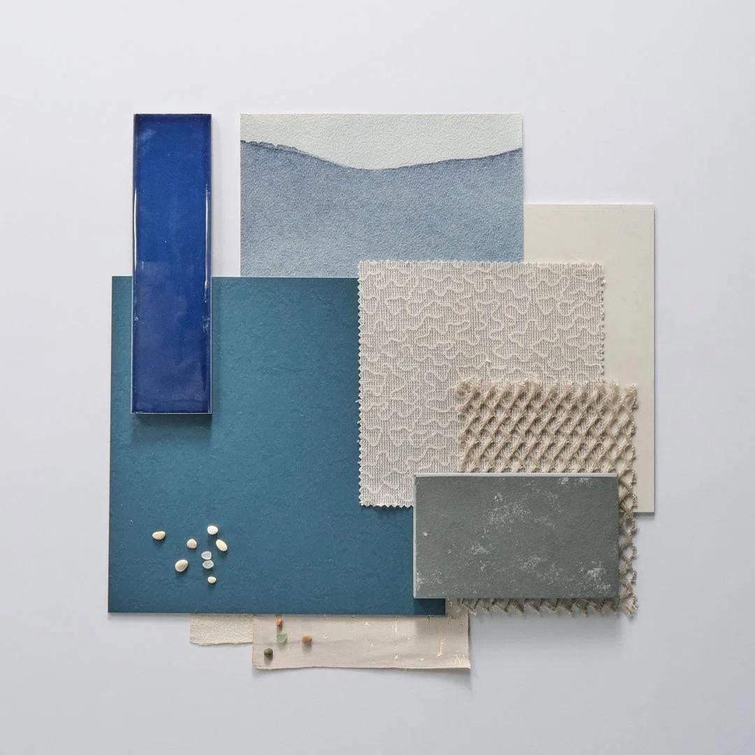 ▲「9月のマルセイユ」と題した、Inspirational Palettes。松田さんの取り寄せて良かったと話す、S-Sense by RIPPU「マテリアルタイル」は写真左上。
