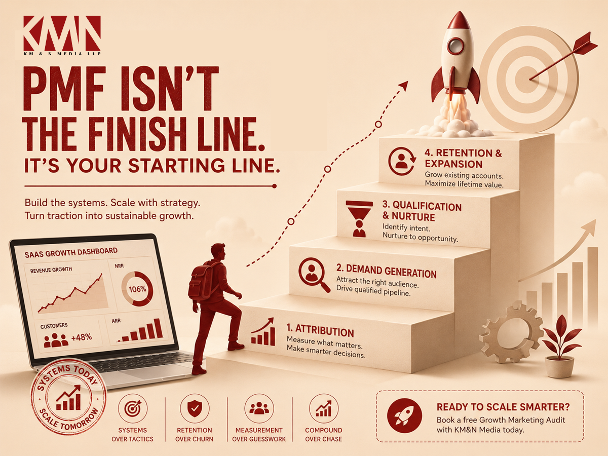 SaaS growth marketing after product-market fit by KM&N Media.