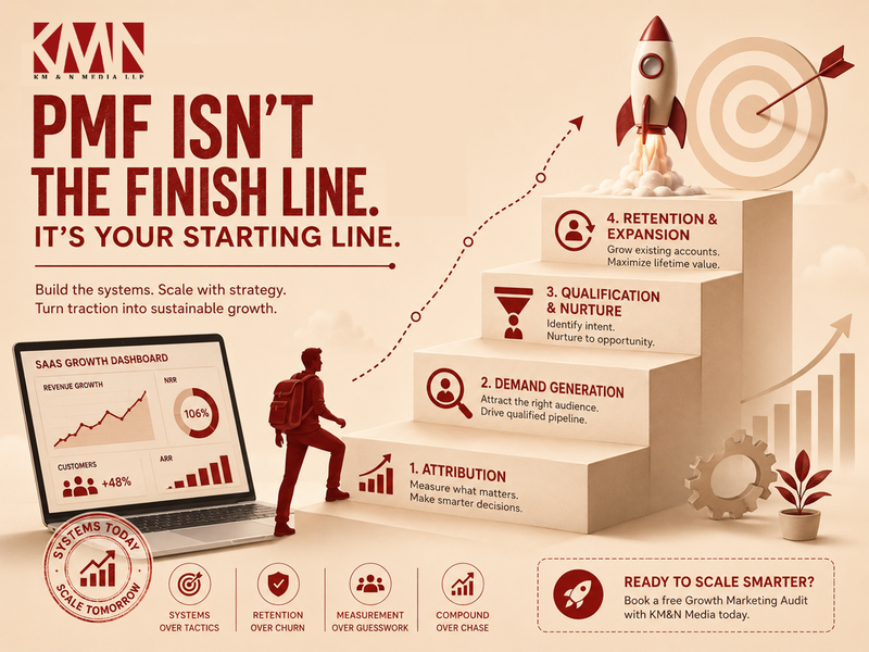 SaaS growth marketing after product-market fit by KM&N Media.