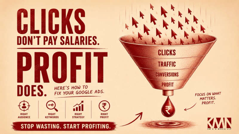 Google Ads profit-first strategy by KM&N Media to improve ROAS and reduce wasted ad spend.