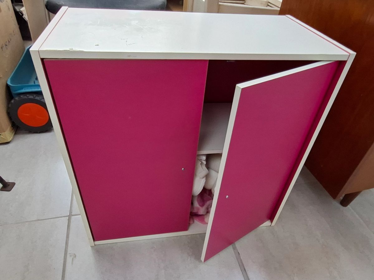 Pink & White 2-Door Storage Cabinet 2
