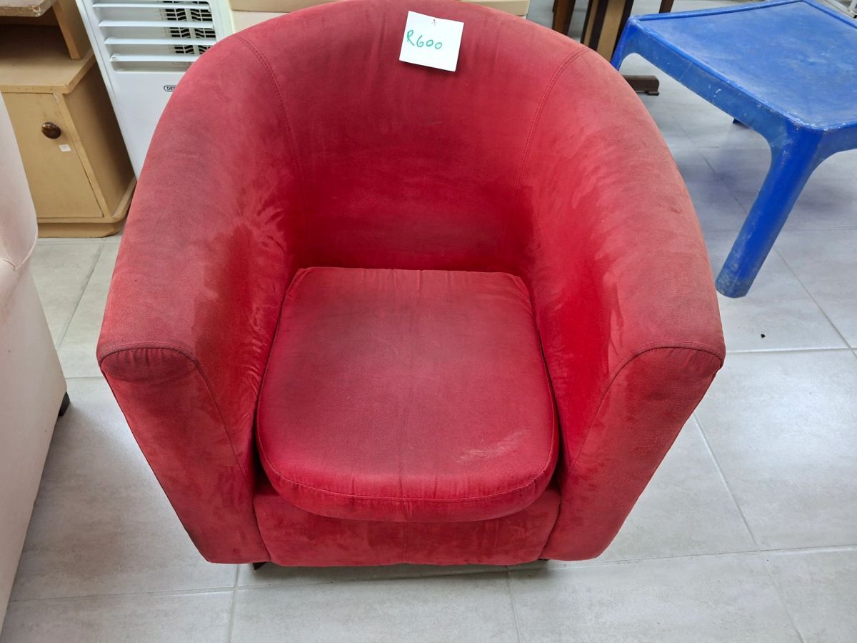 Red Suede Tub Chair 2