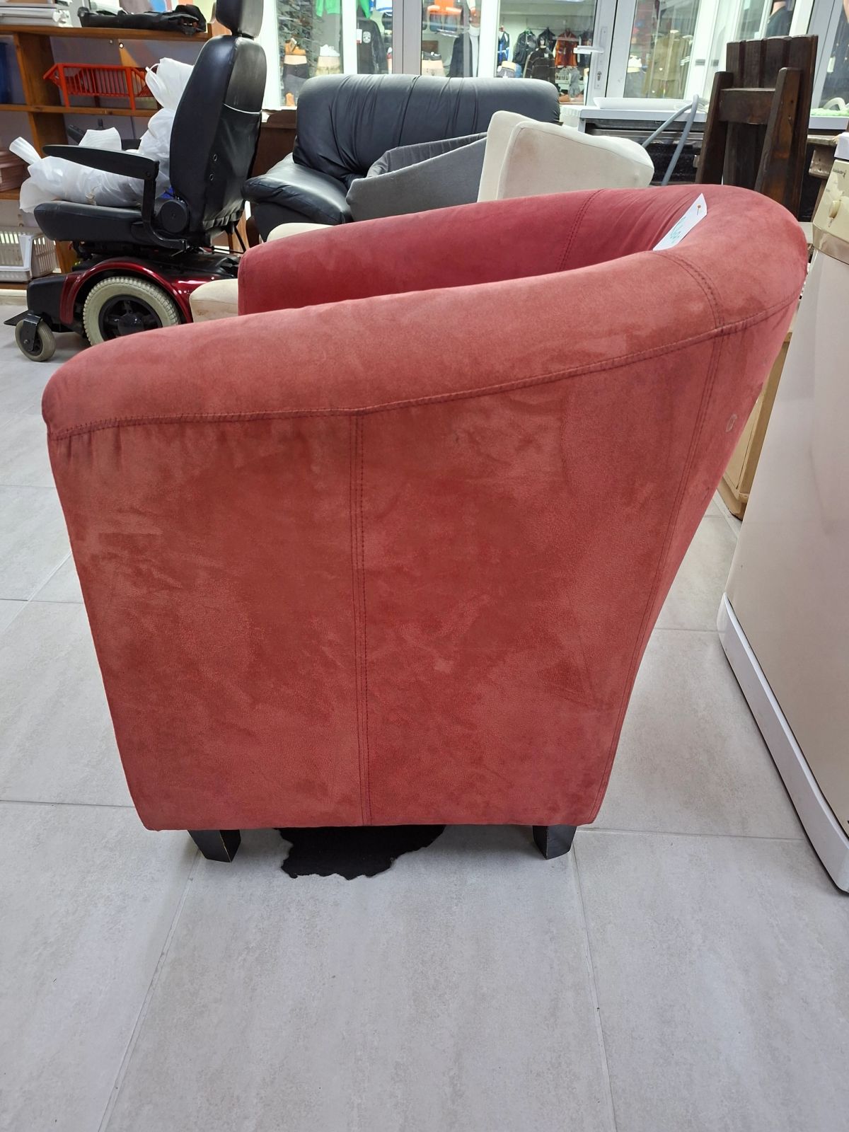 Red Suede Tub Chair 3