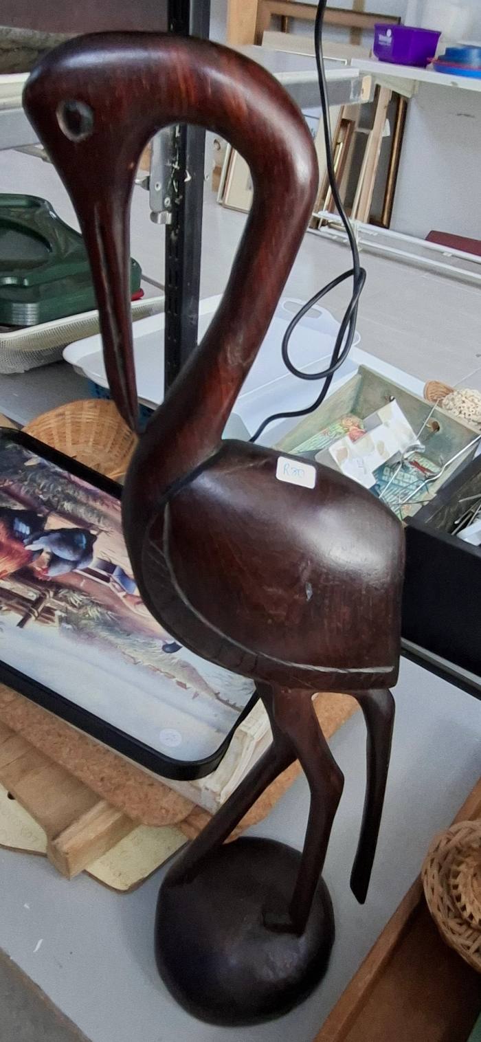 Hand-Carved Wooden Bird Sculpture