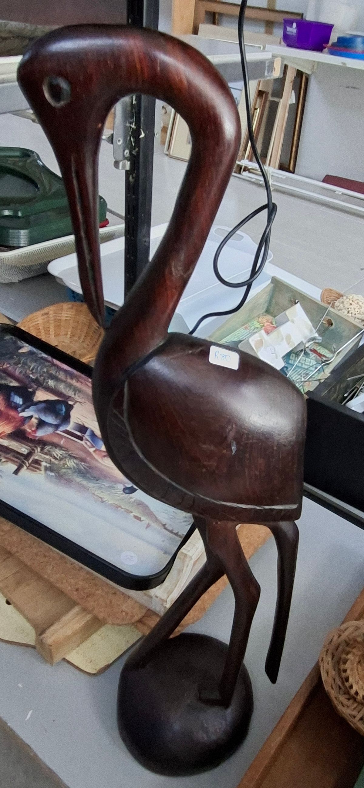 Hand-Carved Wooden Bird Sculpture