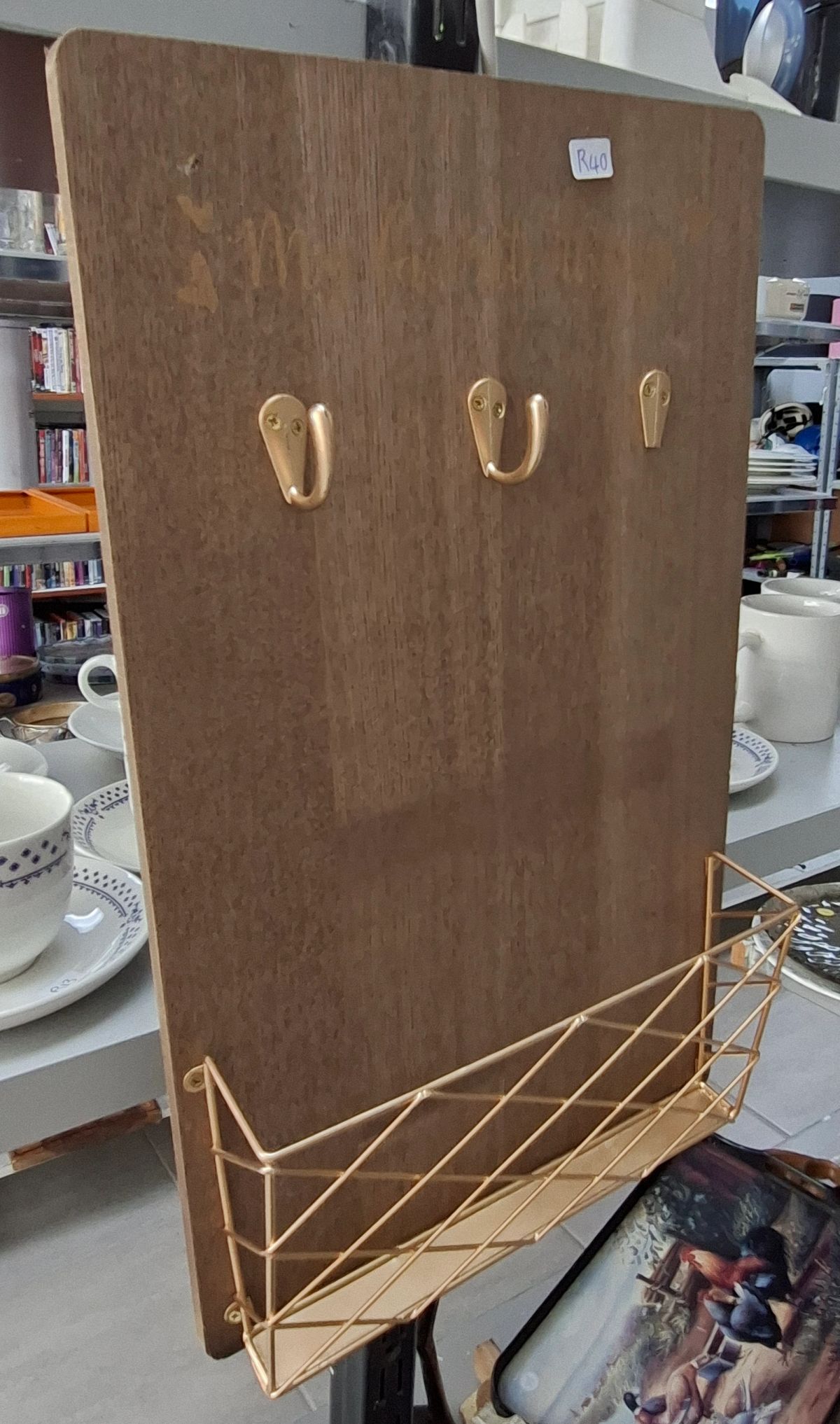 Wooden Wall-Mounted Key Holder with Storage Basket 2