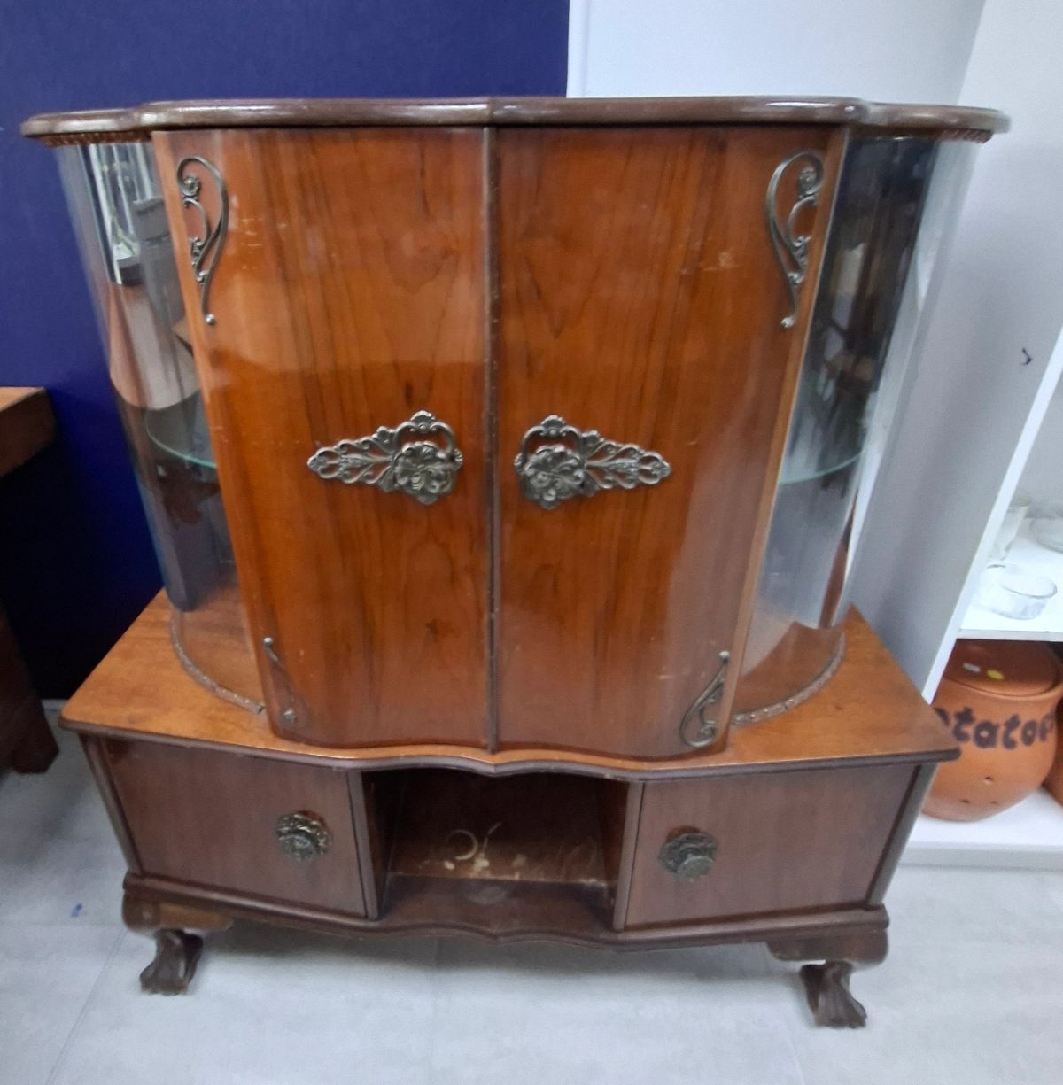 Vintage Hardwood Display Cabinet  2