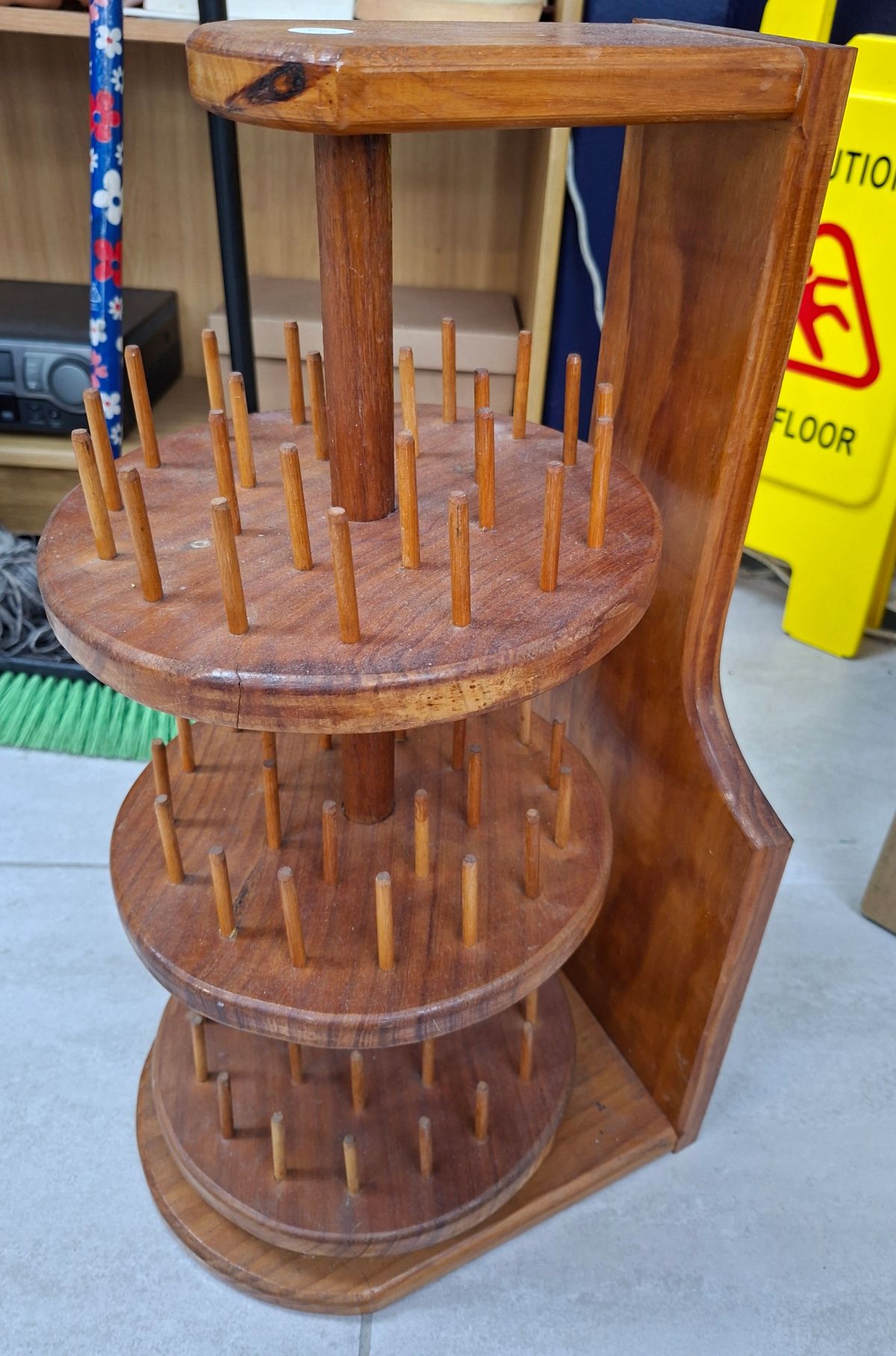 Vintage Wooden 3-Tier Rotating Storage Rack 2