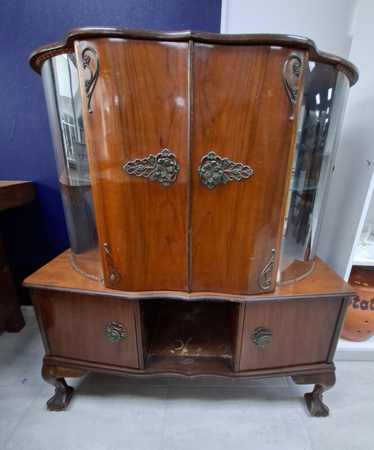 Vintage Hardwood Display Cabinet 