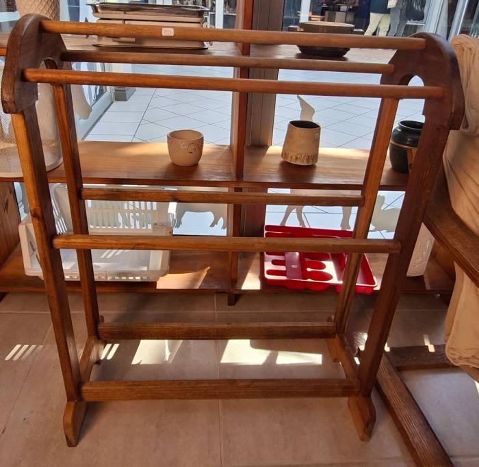  Wooden Freestanding Three-Rail Towel Rack 