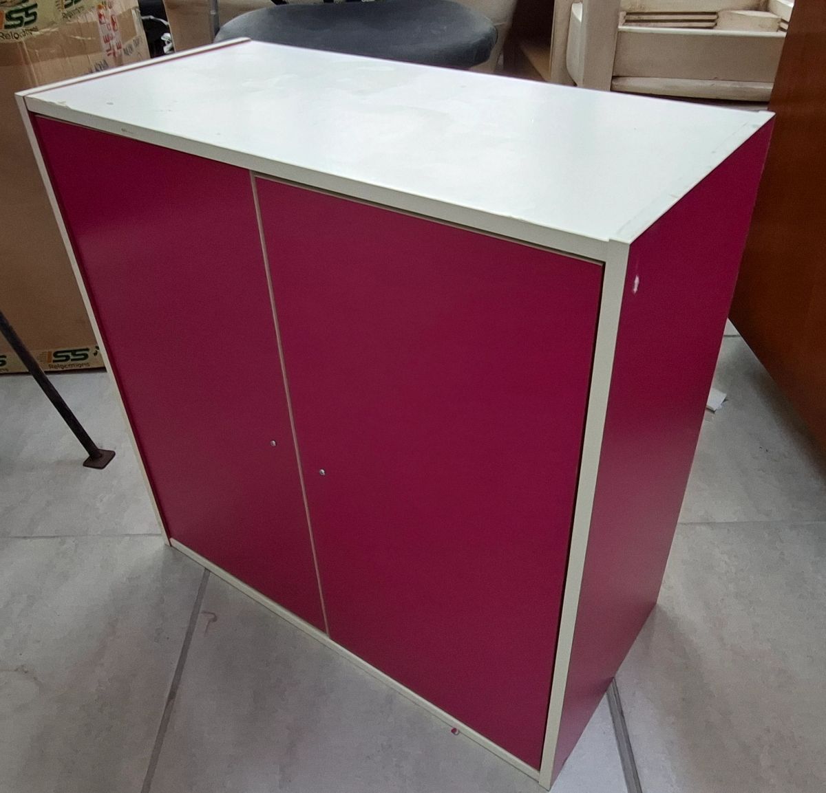 Pink & White 2-Door Storage Cabinet 4