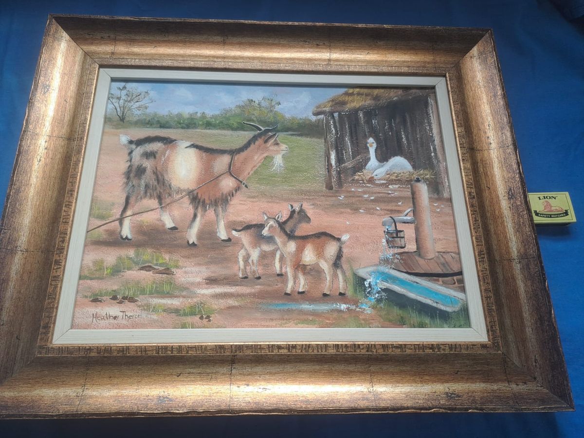 Farmyard Scene by South African Artist Heather Theron