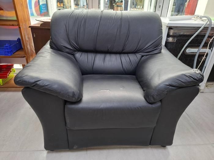Black Single Seater Couch (Some Wear and Tear)