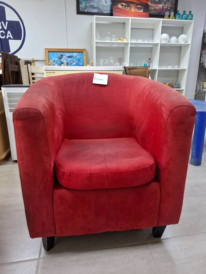 Red Suede Tub Chair